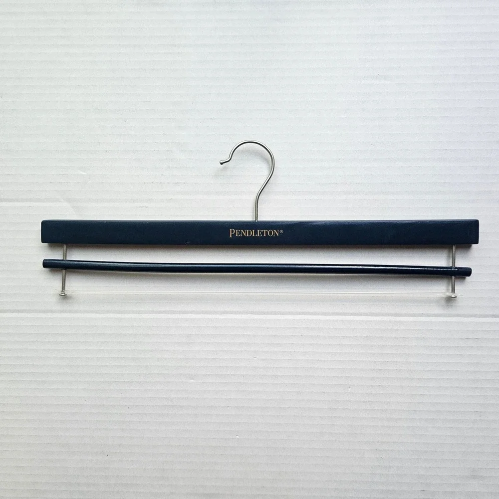 Pendleton Navy Blue Wooden Blanket Hanger Silver Hardware 15.5 Inch